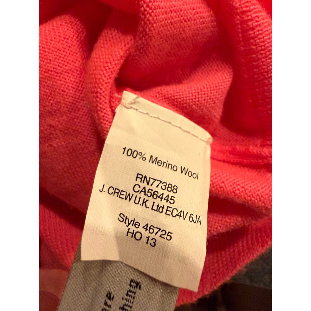J. Crew Neon Pink Merino Crewneck 3/4 Slv Sweater Womens L NWOT - Picture 4 of 4